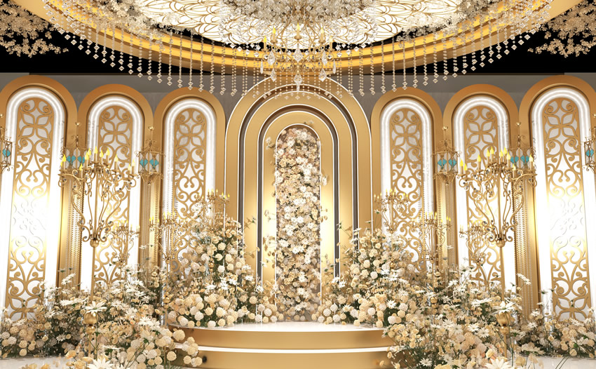 武功香槟色调婚礼堂效果展示